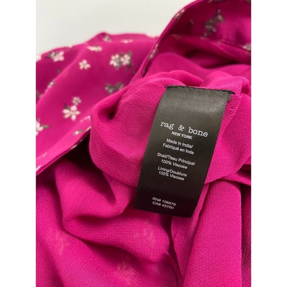 Rag and Bone women's 8 pink floral side tie georgette wrap midi skirt - Picture 7 of 7